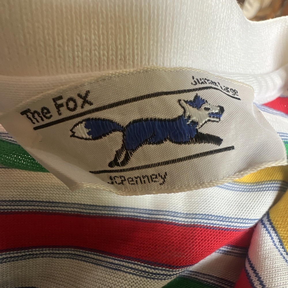 Vintage JC Pennys Multicolor Stripes Polo Women's Girls‎ Junior Large The Fox - Picture 8 of 10